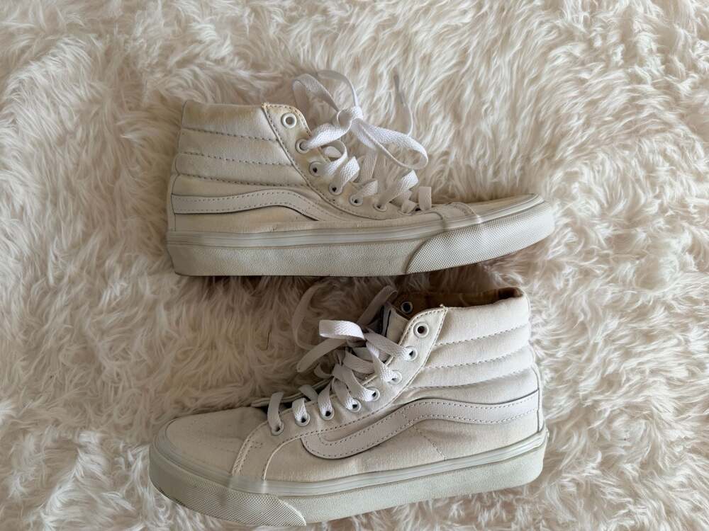 Vans Sk8-Hi White Canvas High Top Sneakers Women's Size 7 - Picture 3 of 7